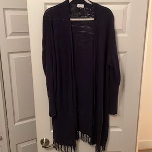 Dark Blue Old Navy Duster Tassel Sweater